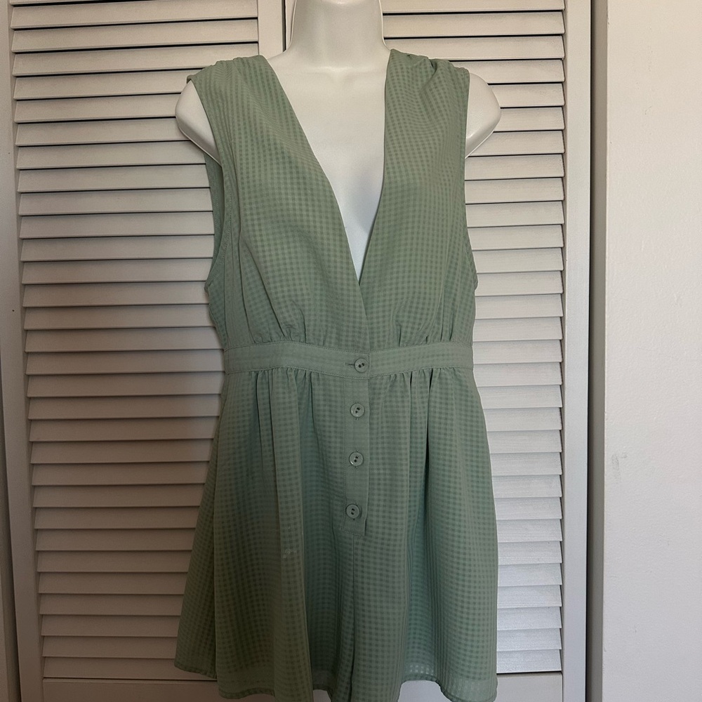 Urban Outfitters Sage Green Button-Down Mini Dress